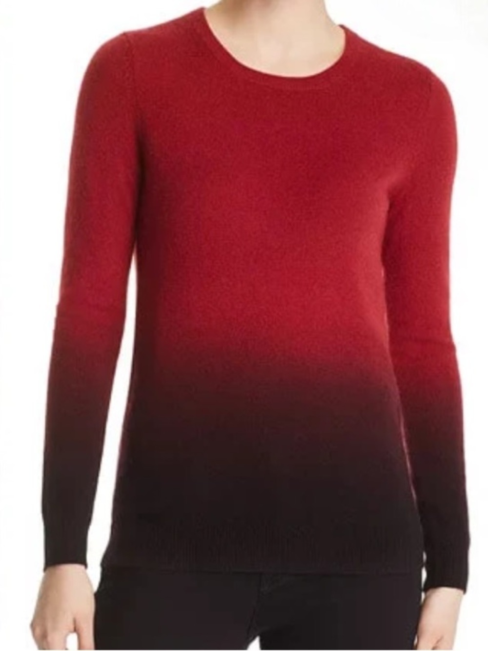 C by Bloomingdale's Cashmere Dip-Dye Ombré Crewneck Sweater Size Small